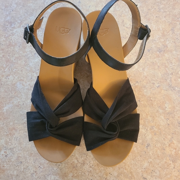 UGG Black Wedge Sandals in Size 8 - Picture 4 of 7